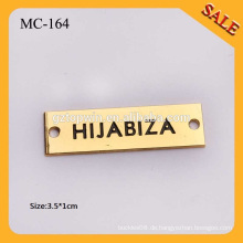 MC164 machen Gold OEM Logo Etikett gravierte Platte mit 2 Löchern Metallbekleidung Näh Tag